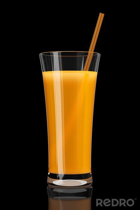 Fototapete Orangensaft in einem hohen Glas