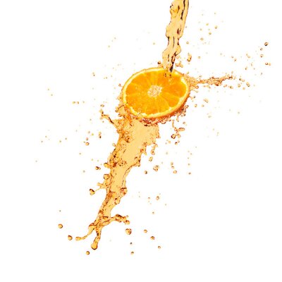 Orangenscheibe mit Saft begossen