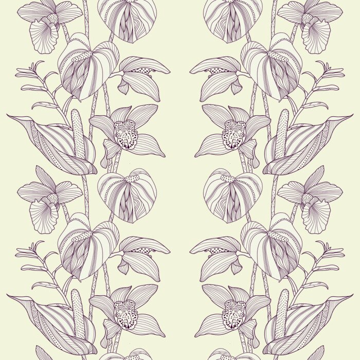 Fototapete Orchideen im ornamentalen Stil