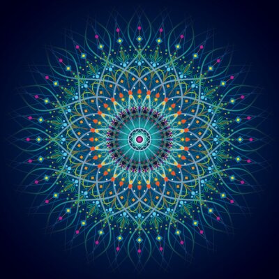 Fototapete Orientalisches Mandala auf dunkelblauem Hintergrund