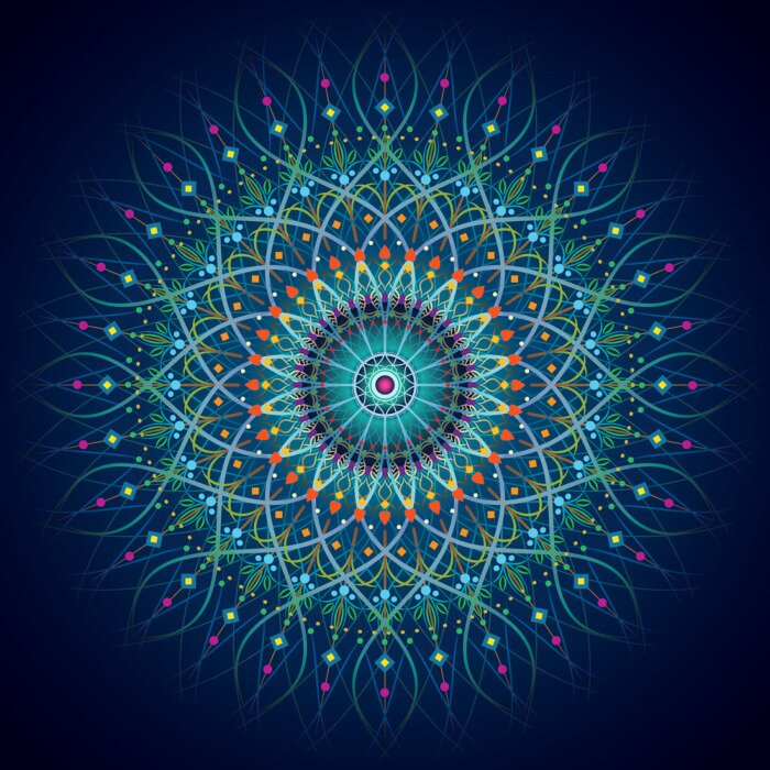 Fototapete Orientalisches Mandala auf dunkelblauem Hintergrund