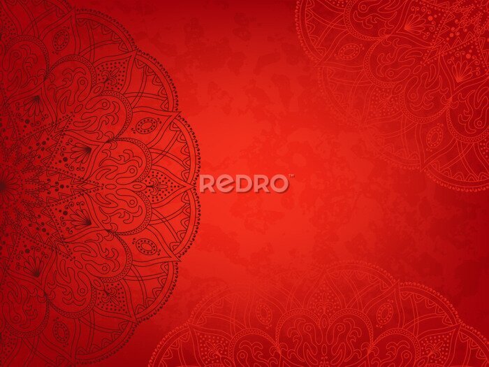 Fototapete Orientalisches Mandala auf rotem Grund