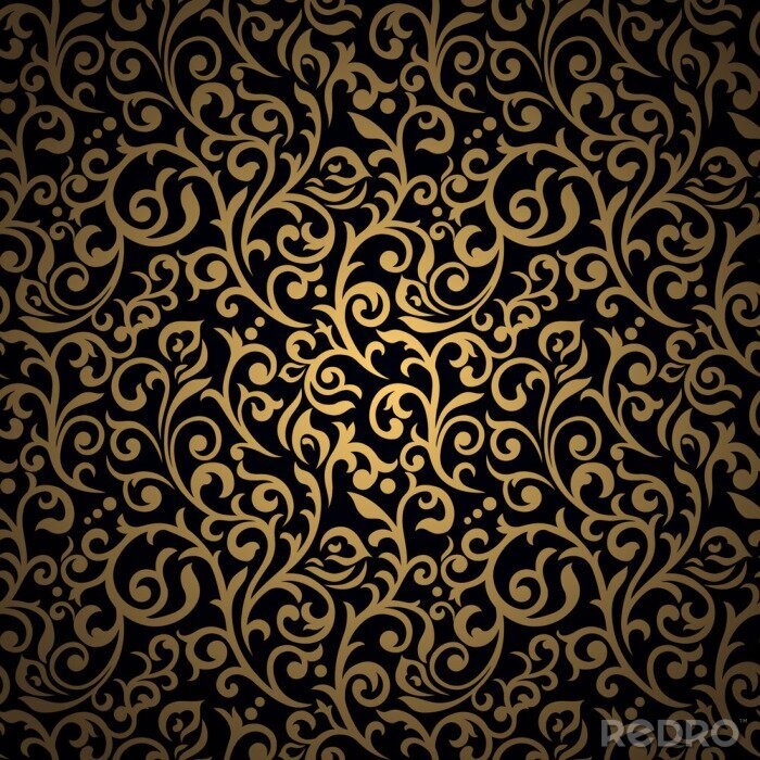 Fototapete Ornament auf schwarzem Hintergrund