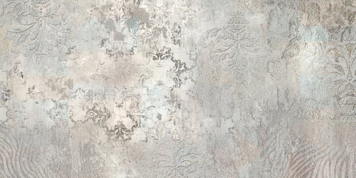 Fototapete Ornamente auf Betonstruktur in Grau