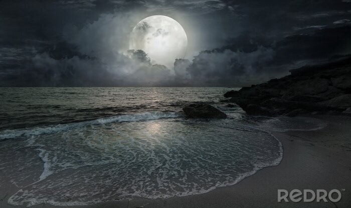 Fototapete Ozean bei Nacht im Mondlicht