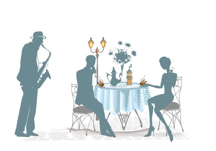 Fototapete Paar in einem Café