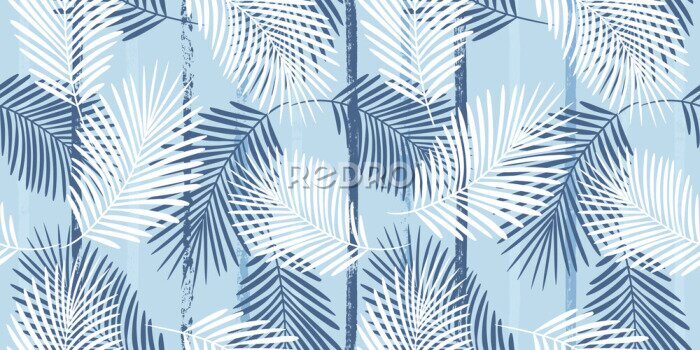Fototapete Palmblätter auf blauem Grund