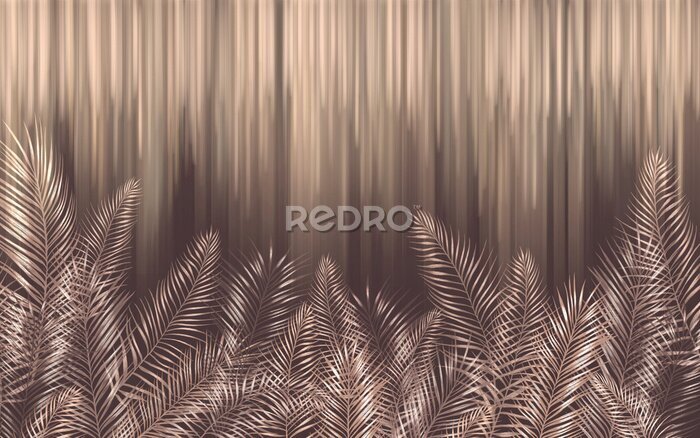 Fototapete Palmblätter auf braunem Hintergrund