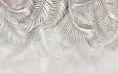 Fototapete Palmblätter auf grauem Hintergrund
