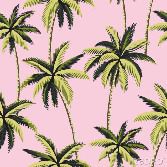 Fototapete Palmen auf einem rosa Hintergrund