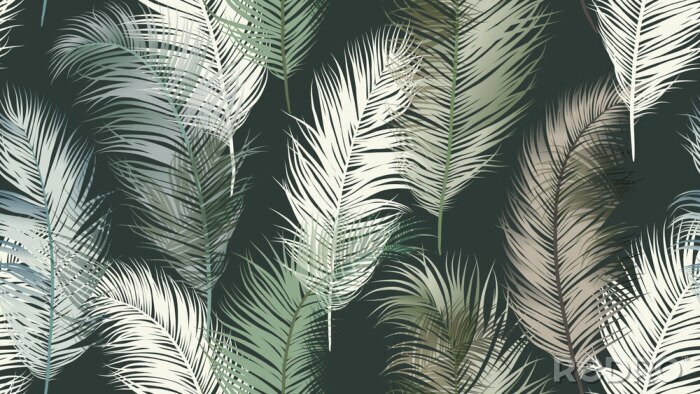 Fototapete Palmenblätter auf dunkelgrünem Hintergrund