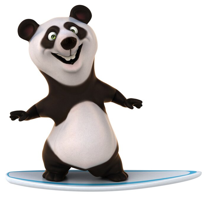 Fototapete Panda auf einem surfbrett