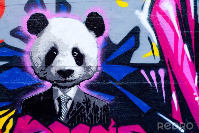 Fototapete Panda auf Graffiti