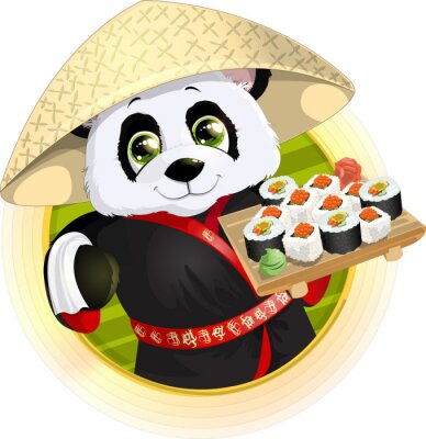 Pandabär mit Sushi-Set