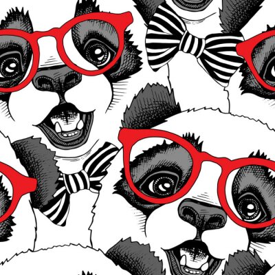 Pandas in roten Gläsern