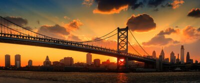 Fototapete Panorama der Brücke in Philadelphia