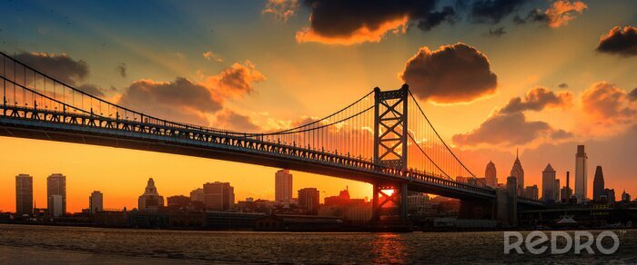 Fototapete Panorama der Brücke in Philadelphia