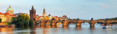 Fototapete Panorama der Brücke in Prag
