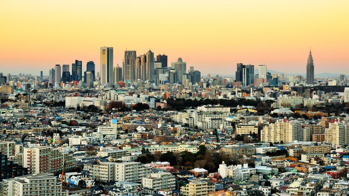 Fototapete Panorama der Metropole bei Dämmerung