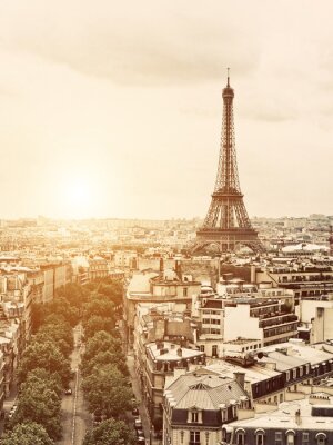 Fototapete Panorama des Eiffelturms in Sepia