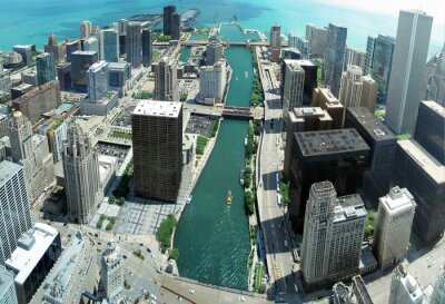 Fototapete Panorama des Flusses in Chicago