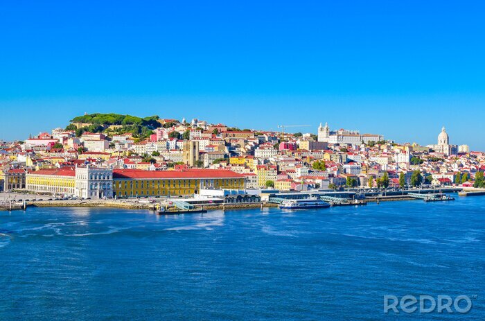 Fototapete Panorama des Hafens in Lissabon