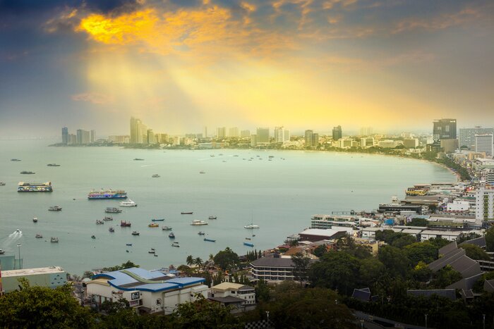 Fototapete Panorama des Meeres und der Stadt