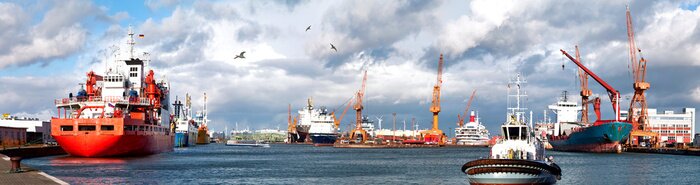 Fototapete Panorama des Seehafens
