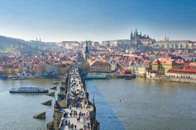 Fototapete Panorama von Brücke in Prag