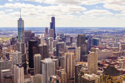 Fototapete Panorama von Chicago am sonnigen Tag