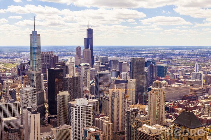 Fototapete Panorama von Chicago am sonnigen Tag