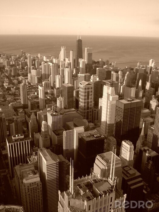 Fototapete Panorama von Chicago in Sepia