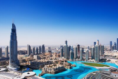 Fototapete Panorama von Dubai mit Pools
