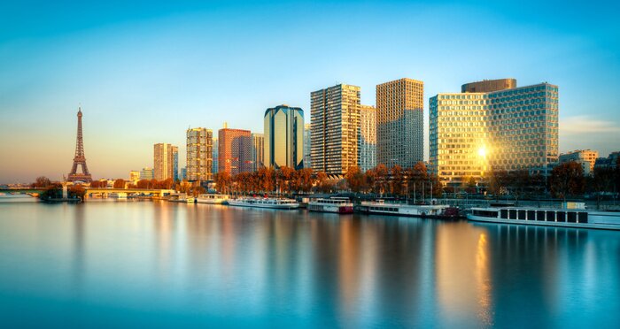 Fototapete Panorama von Gebäuden und Eiffelturm