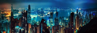 Fototapete Panorama von Hongkong bei Nacht