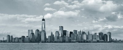 Fototapete Panorama von Manhattan in Grautönen