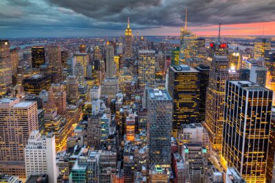 Fototapete Panorama von New York City bei Dämmerung