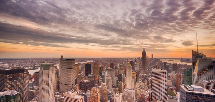 Fototapete Panorama von New York City bei Sonnenaufgang