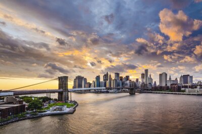 Fototapete Panorama von New York City mit Brücke