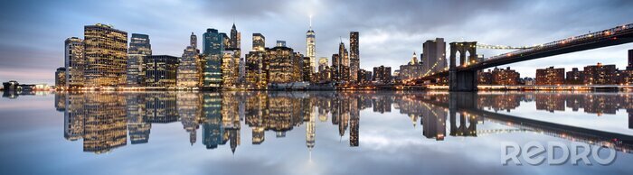 Fototapete Panorama von New York City mit Wolkenkratzern