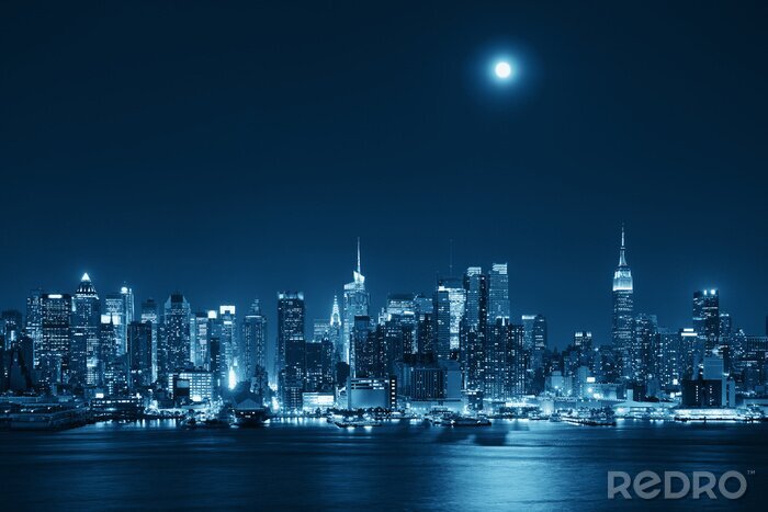 Fototapete Panorama von New York in Blau
