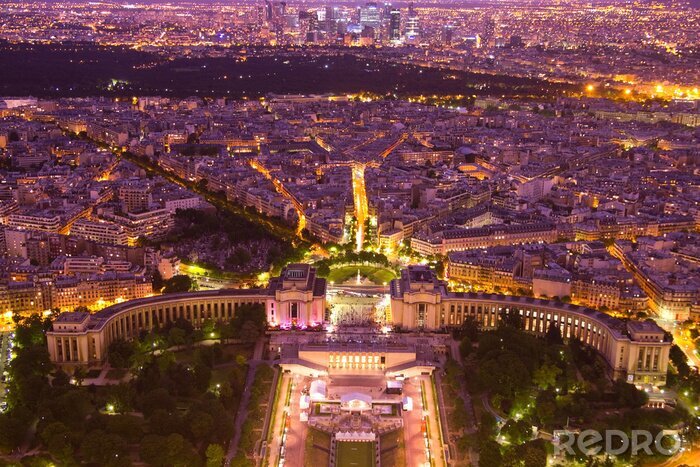 Fototapete Panorama von Paris bei Nacht