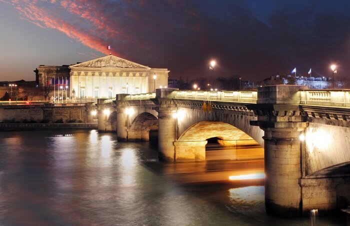Fototapete Panorama von Paris bei Nacht