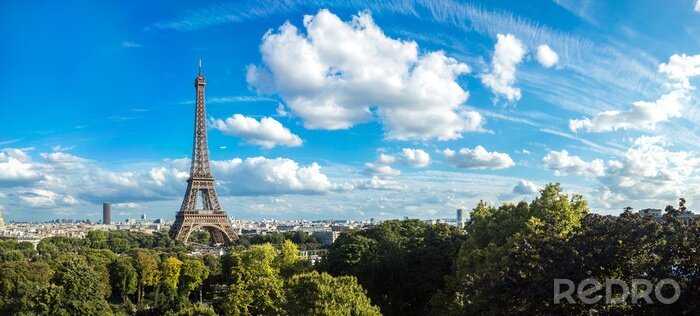 Fototapete Panorama von Paris mit Eiffelturm
