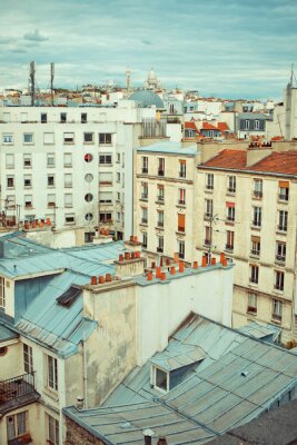 Fototapete Panorama von Paris mit Mietshäusern