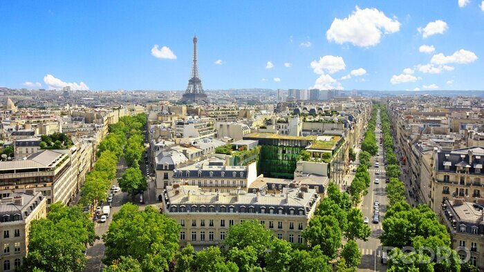 Fototapete Panorama von Paris und blauer Himmel