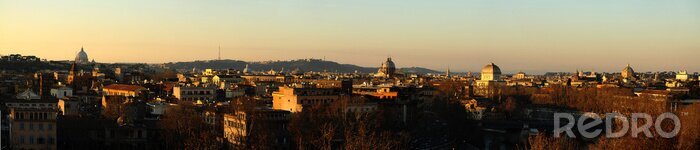 Fototapete Panorama von Rom bei Sonnenuntergang