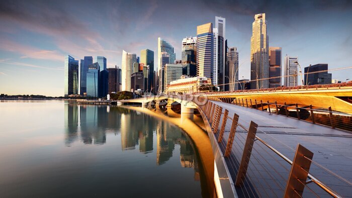 Fototapete Panorama von Singapur mit Wolkenkratzern