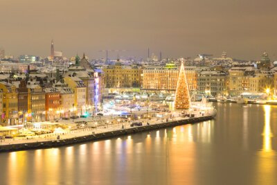 Fototapete Panorama von Stockholm im Winter