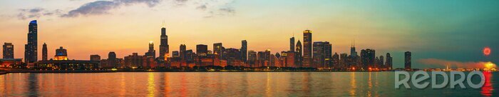 Fototapete Panorama von Wasser und Chicago